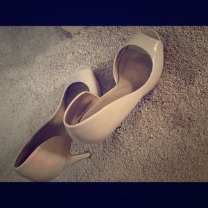 Open toed tan heels